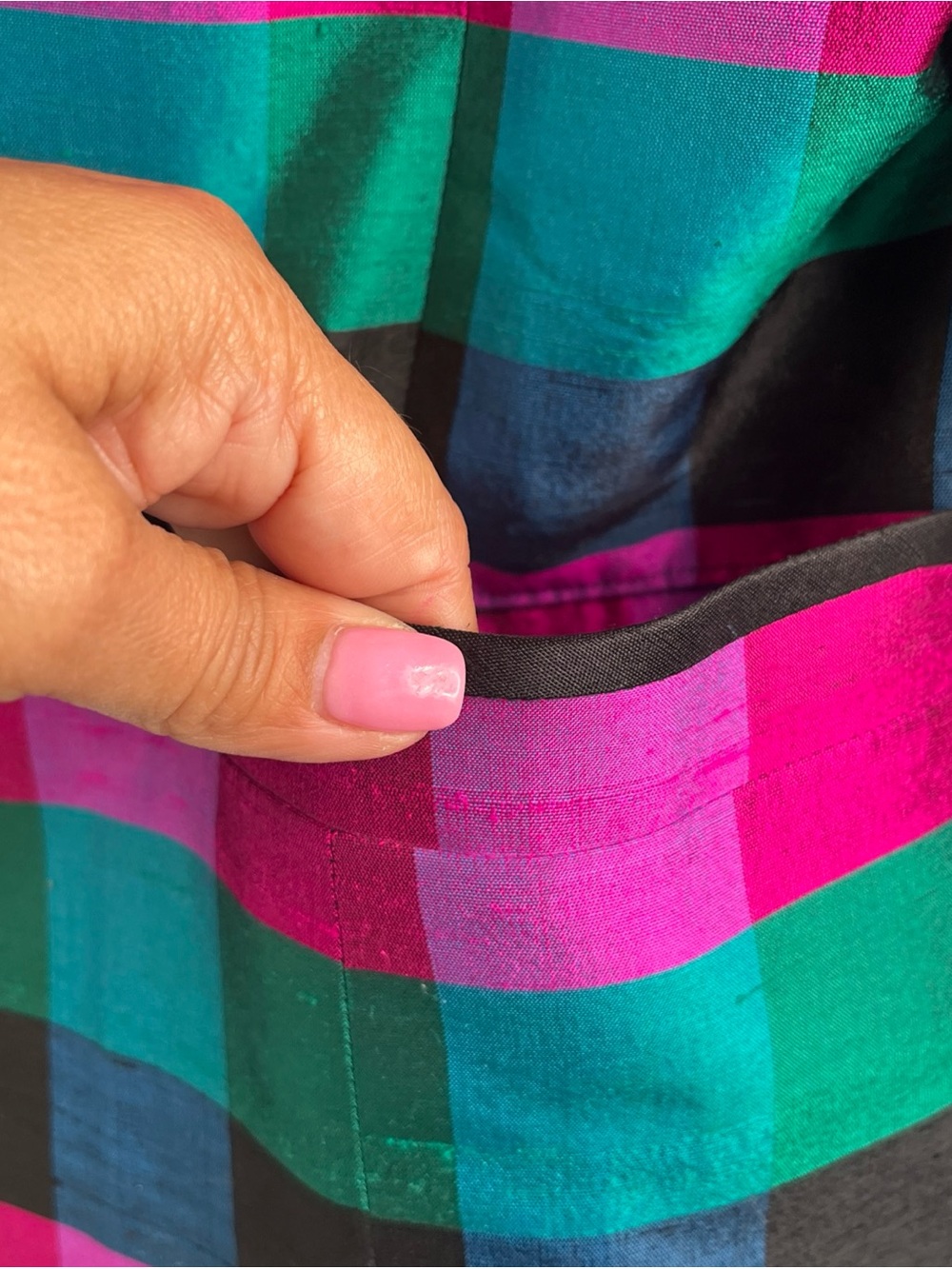 Thomson 100% Silk Jewel Toned Plaid Jacket Size XL 80s Colorblock Grandmillenial - Picture 4 of 16